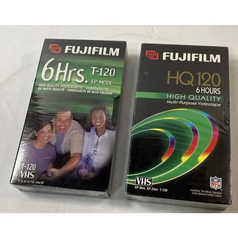 LOT of 2 VHS TAPES FUJIFILM T-120 EP 6 HOUR HIGH & STANDARD QUALITY